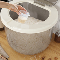 Conteneur de stockage de riz rond peu encombrant en plastique PP, hermétique, pour la cuisine et l'organisation domestique, distributeur de riz