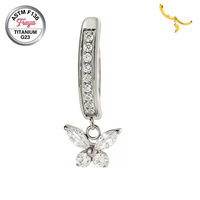 Anneau de piercing de nombril en titane 14G ASTM F136, hypoallergénique, avec pendentif zircon, à clipser