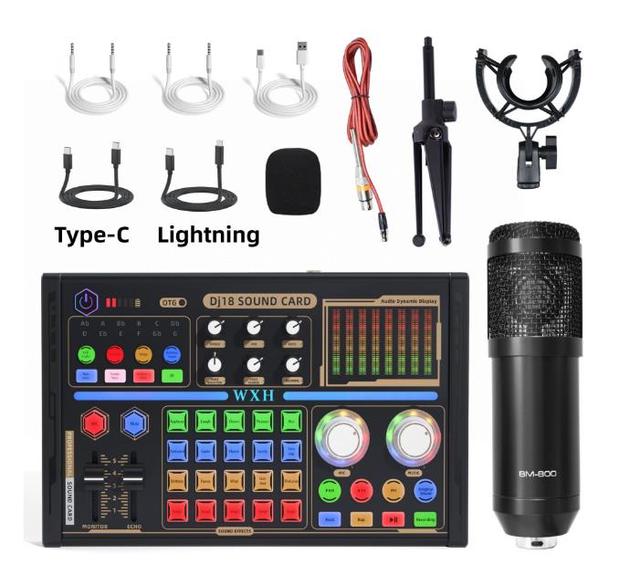 OEM Professional BM800 900 Microfono & DJ18 Multi-function 48V Sound Card Set Karaoke Studio Recording Condenser Microphone