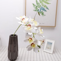 QiHao 10 Kepala 3D Buatan Nyata Touch Lateks Bunga Anggrek Cymbidium Anggrek untuk Dijual