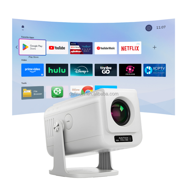 Hot Selling Smart Projector Quad Core Android 14 5G WiFi 6 LED 4K Full HD 1080P Home Theater with Built-in Speakers Portable