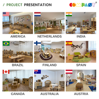 Ensemble table et chaises en bois massif certifié sécurité pour maternelle, garderie, classe Montessori et école - Modèle moderne