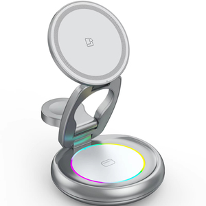 Justlink 15W <span class=keywords><strong>chargeur</strong></span> sans fil pliable 3-en-1 Station de charge de téléphone portable support magnétique pour casque de <span class=keywords><strong>montre</strong></span> de téléphone portable - Product Image 1