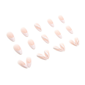 Set di Unghie Finte Ondulate Bianche in ABS, Ecologico e Non Tossico, 24 Pezzi per Uso Quotidiano e Sposa, con Unghie Press-On - Product Image 3