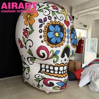 Tête de crâne en sucre gonflable personnalisée, imprimée sur mesure, directement de l'usine, ballon géant en forme de tête de squelette pour le festival d'Halloween