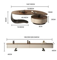 Meuble TV populaire en bois massif, table de salon, nouveaux designs, table basse en forme de feuille et meuble TV en MDF, ensemble de meubles modernes pour la maison