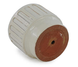 Jardinière en céramique moderne beige à rayures verticales, avec trou de drainage, écologique, durable, pour l'intérieur et l'extérieur - Product Image 6