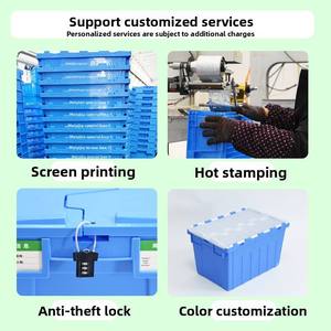 Caja de Almacenamiento Apilable de Plástico Resistente, Caja de Almacenamiento Industrial para Transporte, Logística y Mudanzas, con Tapa - Product Image 2