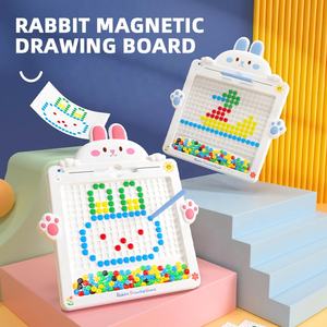 Samtoycn 116PCS彩色珠子DIY创意卡通兔子益智游戏涂鸦板磁性绘图板儿童带笔玩具 - Product Image 3