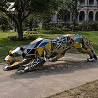 Escultura de Leopardo Grande de Acero Inoxidable, Estatua Contemporánea de América Latina para Proyectos de Resorts, Villas y Jardines