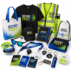Event Staff Management Kit With Uniform Cap Lanyard Badge Notebook Pen Wristband For Check In Crew Supplies Pack - Product Image 1