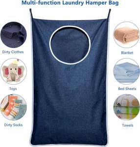 Hanging Laundry Hamper <b>Storage</b> Bag with Door Design for Dirty Clothes Polyester Material - Product Image 4