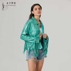 Fashion Mint <strong>Green</strong> Fringe <strong>Jacket</strong> Cool Girl Western Cowboy Matte <strong>Sequin</strong> <strong>Jacket</strong> - Product Image 4