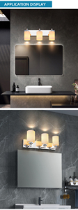 COMBO 3-<b>Light</b> LED Vanity Wall Lamp Chrome Finish Frosted Glass <b>Shades</b> 2700K Warm White <b>Bathroom</b> Lighting Surface Mounted - Product Image 6