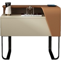 Table de chevet moderne de luxe avec plateau en marbre, table de chevet minimaliste en bois avec tiroir de rangement, mobilier de chambre écologique pour appartement