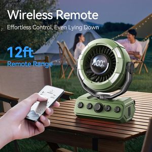 Ventilateur de camping 3 en 1, ventilateurs portables rechargeables, batterie 10000 mAh, avec lumière et télécommande, pour intérieur, extérieur, tente, voyage, pêche - Product Image 4