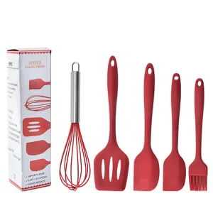 2022 gadget da cucina pratici strumenti per pasticceria da forno rosso nero 5 pezzi set di utensili in silicone