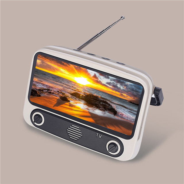 3 in 1 Wireless Retro TV Mini Portable Wireless Bass Speaker Mobile Phone Holder Stand Retro Photo Frame Speaker