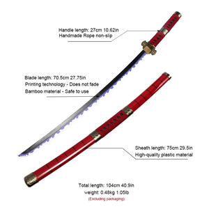 Set de Tres Katanas de Roronoa <span class=keywords><strong>Zoro</strong></span> Hechas a Mano: Shusui, <span class=keywords><strong>Enma</strong></span> y Kitetsu con Soporte de Exhibición y Cinturón Gratis, Accesorio de Cosplay - Product Image 5