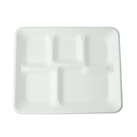 Plateau alimentaire jetable en bagasse de canne à sucre compostable et biodégradable à 5 compartiments pour la restauration à emporter
