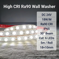 Bande LED murale étanche IP68 DC 24V 18W/M avec lentille flexible pour éclairage architectural de musées, galeries et hôtels