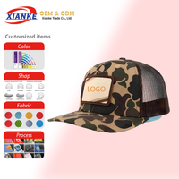 Casquettes Trucker Snapback Unisexe de Haute Qualité 2026 XNKY OEM Marron Oxford Dobby Camouflage Maille Brodé 6 Panneaux avec Logo Personnalisé