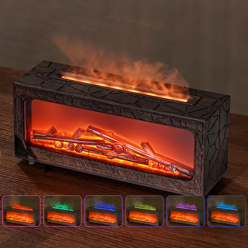 2026 Portable Flame Electric Ultrasonic Fireplace Humidifier Aroma ...