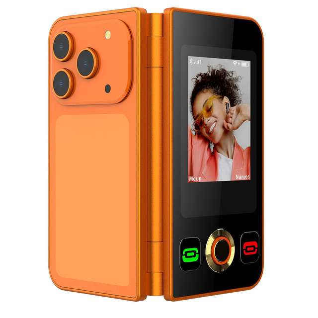 2G GSM Dual SIM Card Dual Screen Flip Phone 2.8 Inch+2.4 Inch Keypad Gaming Style Camera FM Spanish 1150mAh Battery