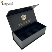 Boîte cadeau rigide noire de luxe à fermeture magnétique avec insert en mousse EVA personnalisé pour le stockage de pots de miel en verre, emballage personnalisé avec impression de logo
