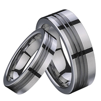 Bague de mode au design unique, 8 mm, en céramique noire et carbure de tungstène combinés, pour homme