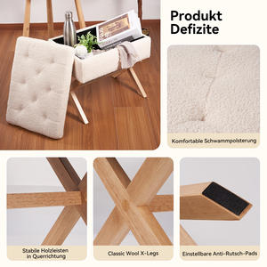 Cómodo Otomano Moderno de Terciopelo con Almacenamiento, Asiento Acolchado, Patas de Madera en Forma de X, Relleno de Esponja, Fácil Montaje, para Dormitorio o Entrada - Product Image 4
