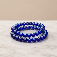 Bracelets perlés tendance en résine bleue œil porte-bonheur de 8 mm pour cadeau, vente en gros