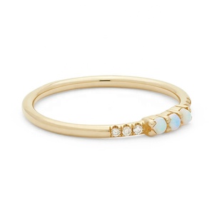 Anillos de ópalo <span class=keywords><strong>azul</strong></span> y diamante para mujer, sortija de plata 925 apilable - Product Image 5