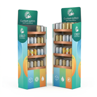 Support d'affichage en carton pliable et recyclable sur pied pour bouteilles de vin et de bière avec 4 étagères