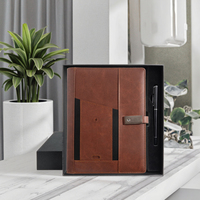 Journal de charge sans fil en cuir PU imprimé UV avec logo personnalisé Batterie externe Nouveauté Coffret de cadeaux d'affaires pour événements Cadeau de marque