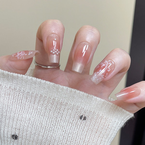 Ins Venta caliente uñas Simple cintura corta rojo degradado Hot Girl Pure Desire Style Wearable Nail Tips - Product Image 6