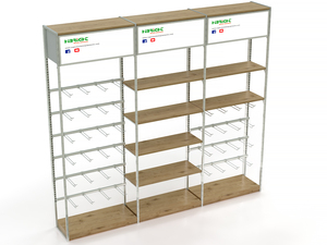 Estante <span class=keywords><strong>de</strong></span> Supermercado Estético <span class=keywords><strong>de</strong></span> Doble Cara, Resistente, con Textura <span class=keywords><strong>de</strong></span> Metal y Madera, para Tiendas <span class=keywords><strong>de</strong></span> Productos para Bebés - Product Image 1