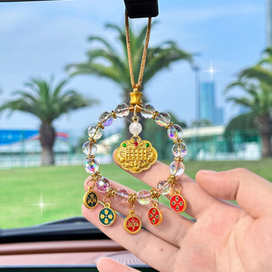 Pendentif de voiture en cristal artificiel, cinq bénédictions, dieu de la richesse, décoration de luxe pour intérieur de voiture, rétroviseur - Product Image 3