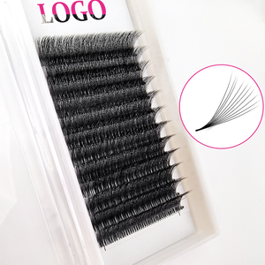 0.05 10P Bandejas de Pestañas Premade Fan Híbridas, Curva C D, Negro Mate Natural - Product Image 2
