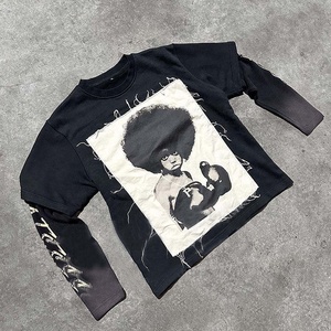 T-shirt graphique personnalisé avec double couche Boxy manches longues T-shirts sérigraphiés DTG en coton lourd pour hommes-Design vierge - Product Image 1