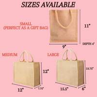 Sac fourre-tout en toile de jute naturelle, plusieurs tailles - Sac de courses durable, écologique et réutilisable avec poignée rembourrée, commande en gros
