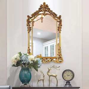 Thủ công chạm khắc Gương phòng tắm trang trí bàn hiên Retro Châu Âu Gương trang trí trang trí - Product Image 1