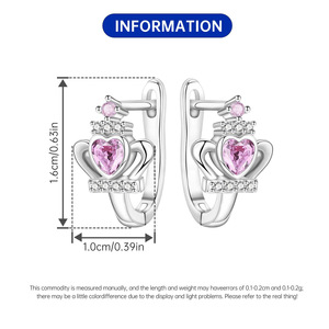 En stock: Pendientes de aro con corona de latón rosa y blanco, originales, exclusivos y de alta gama para mujer. - Product Image 2