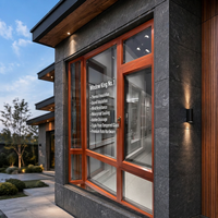 Ventana Abatible de Madera Revestida de Aluminio con Rotura de Puente Térmico HUACAI, Triple Cristal Templado, para Proyectos Residenciales y Villas