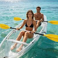 Kayak transparent en PC pour 2 personnes, double siège, canoë transparent pour les sports nautiques et la photographie en station balnéaire