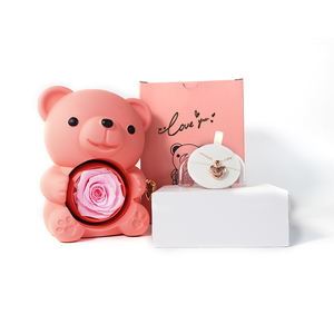 Rosa Preservada con Oso de Peluche, Rosa Real con Collar Te Amo, Flores Eternas, Regalos de Rosa para Mamá, Esposa, <span class=keywords><strong>Novia</strong></span> - Product Image 4