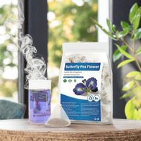 Infusion florale riche en anthocyanes, thé bleu en sachet aux fleurs de pois papillon