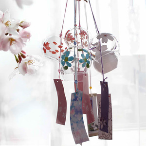 Carillons à vent <span class=keywords><strong>en</strong></span> <span class=keywords><strong>verre</strong></span> faits à la main au Japon 7*7CM et carillons à vent peints à la main avec des fleurs de cerisier Décoration d'intérieur créative et cadeaux - Product Image 2