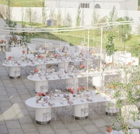 Grande table ovale romantique pour événements de mariage Tables et chaises de salle à manger en métal blanc pour fêtes d'hôtel