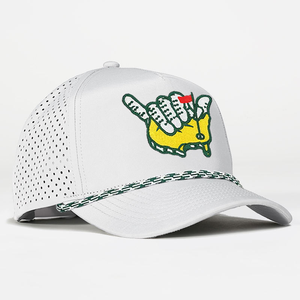 Casquette de baseball sportive à séchage rapide à 5 panneaux avec logo personnalisé, trous découpés au laser, golf, polyester, sangle, casquette de papa - Product Image 3